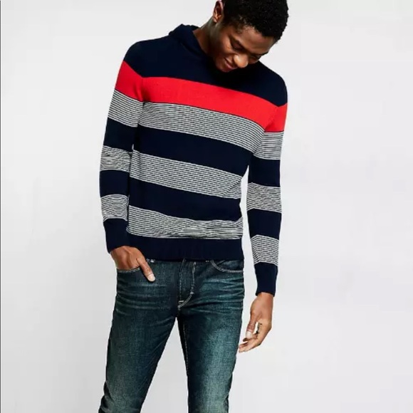 Express Other - Express Cotton Pullover Hooded Sweater Red Blue